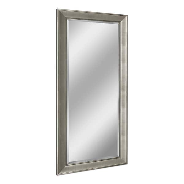 Deco Mirror Pave 31 in. W x 65 in. H Framed Rectangular Beveled Edge Bathroom Vanity Mirror in Brush Nickel