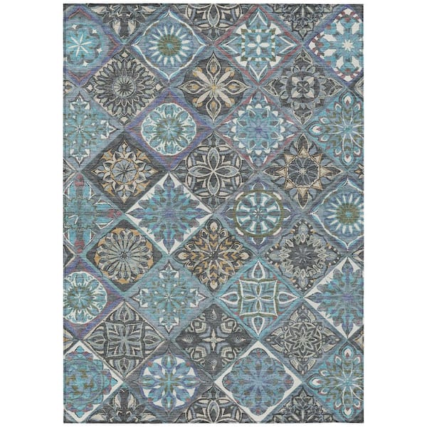 Addison Rugs Chantille Machine Washable Indoor/Outdoor Abstract ACN2256 Teal 8 ft. x 10 ft. Area Rug