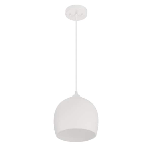 Sienna 60-Watt 1 Light White Small Bell Shaped Pendant Light with Ceramic Shade