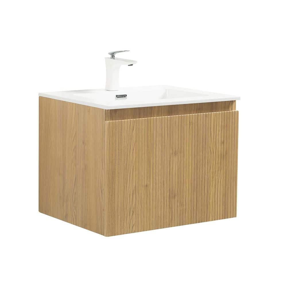 23.67 in. Single Sink Floating Yellow Oak Bath Vanity with White Resin Top price history on PriceWatchPro