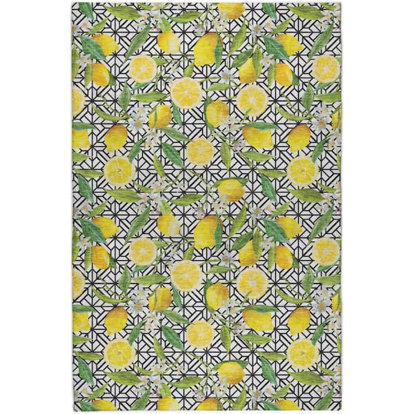 Dream Shag Premium Machine Washable Abstract ADS160 Yellow 5 ft. x 7 ft. 6 in. Area Rug
