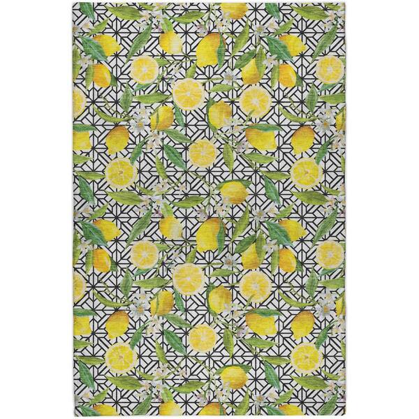 Dream Shag Premium Machine Washable Abstract ADS160 Yellow 8 ft. x 10 ft. Area Rug