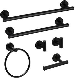 6 -Piece Bath Hardware Set with toilet paper holder in Matte Black