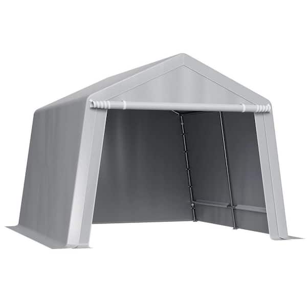 Outdoor Storage Shed 10 ft. x 10 ft. Waterproof Portable Canopy Shelter, Heavy-Duty Metal Frame Carport Tent