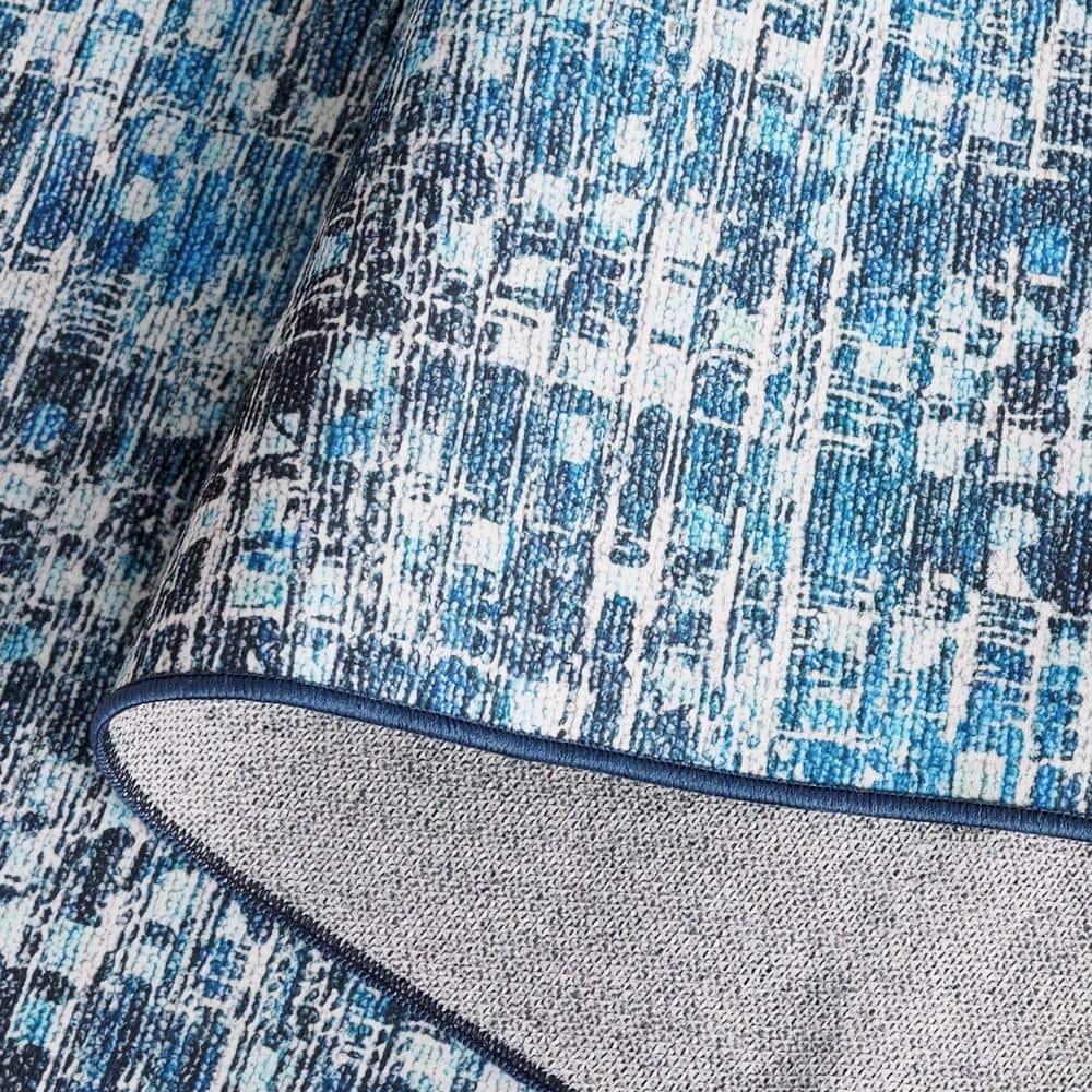 Arizona Blue Synthetic Washable Runner Rug 2'6" x 8'