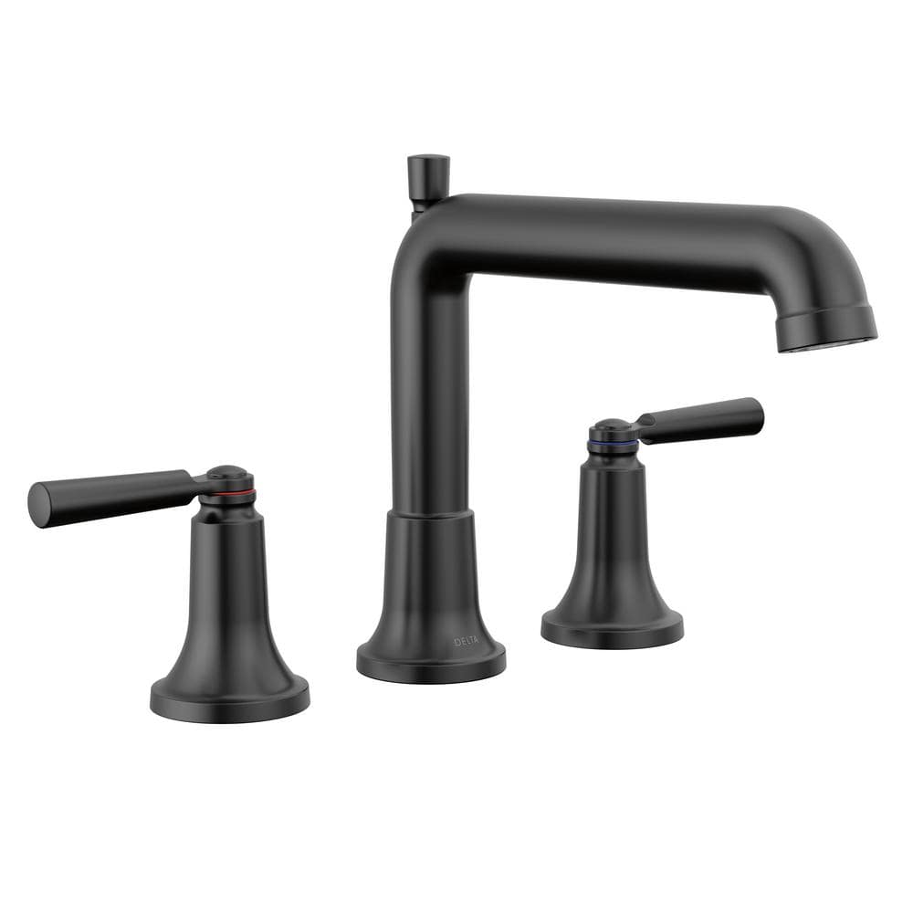 Delta Saylor 2 Handle Deck Mount Roman Tub Faucet Trim Kit In Matte Black Valve Not Included 6298