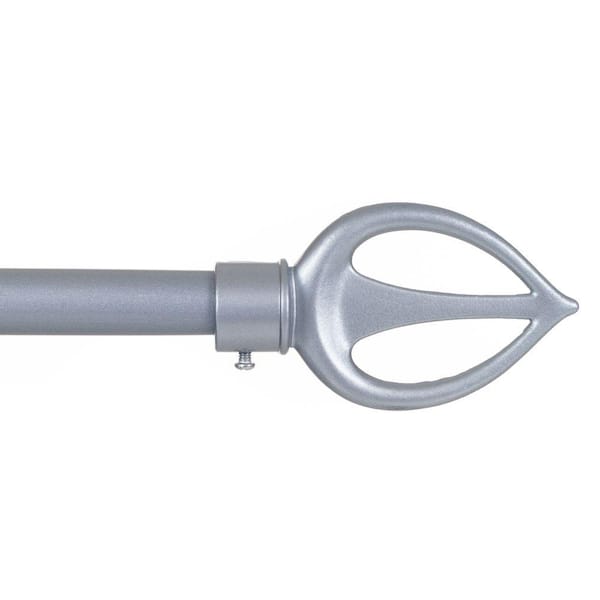 Lavish Home 48 in. - 86 in. Telescoping 3/4 in. Single Curtain Rod in Silver with Spear Finial