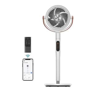 Pedestal Fan with Remote, 43'' Quiet Standing Fan for Home Bedroom, 120°+105° Smart Oscillating Floor Fan
