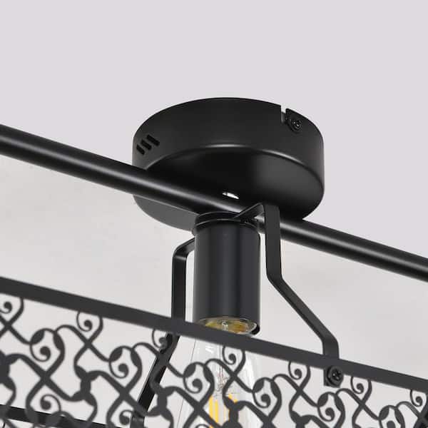 Genoci 43.3 in. 5-light Black Farmhouse Flush Mount with Metal