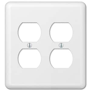 Declan 2-Gang White Duplex Outlet Stamped Steel Wall Plate