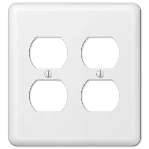 Amerelle Declan 2-Gang White Duplex Outlet Stamped Steel Wall Plate