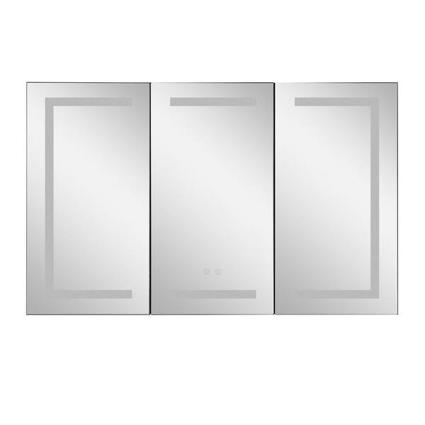 HBEZON 48 in. W x 30 in. H Large Rectangular Black Aluminum Surface Mount Medicine with