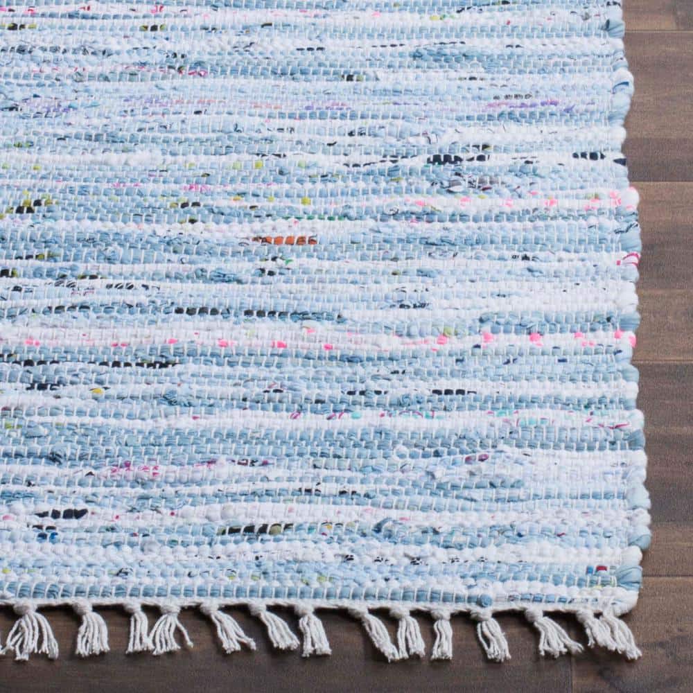 Hand-Woven Striped Purple Cotton 27'' x 14'' Rag Runner Rug