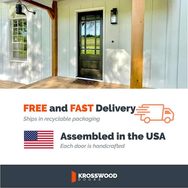 DIY 36 in. x 80 in. Prairie Hemlock RightHand 9Lite Clear Glass Unfinished Wood Front Door Kit w/ Quick Assemble Jamb