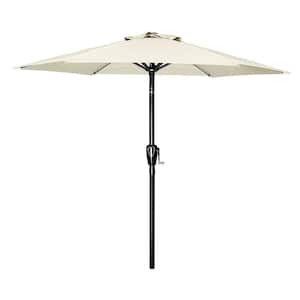 7.5 ft. Metal Market Tilt Half Patio Umbrella in Beige