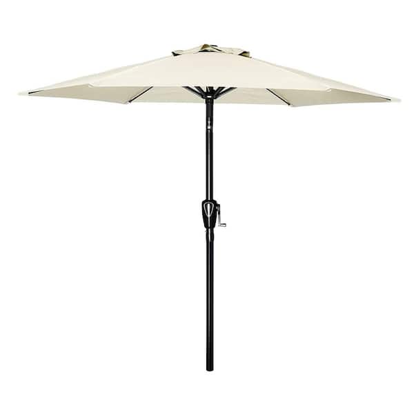 GAWEZA 7.5 ft. Metal Market Tilt Half Patio Umbrella in Beige