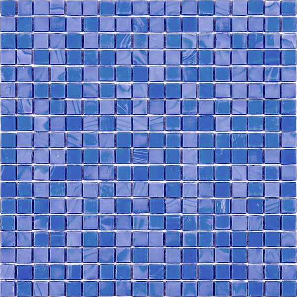 Apollo Tile Skosh 11.6 in. x 11.6 in. Glossy Neon Blue Glass Mosaic Wall and Floor Tile (18.69 sq. ft./case) (20-pack)