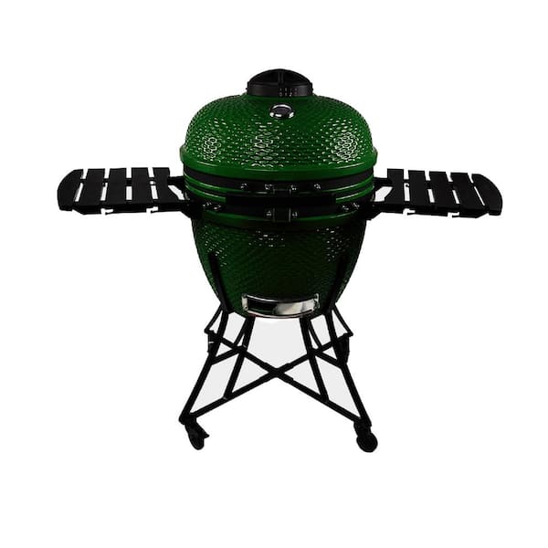 Tatayosi 53 in. Outdoor Barbecue Charcoal Grill in Green with Side Table, Green