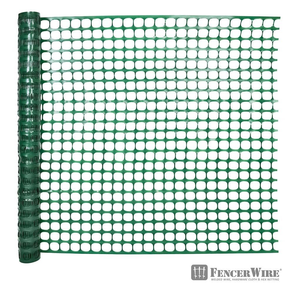Fencer Wire 4 ft. x 100 ft. Outdoor Snow Fence, Plastic Safety Mesh, Temporary Garden Netting for Poultry, Green