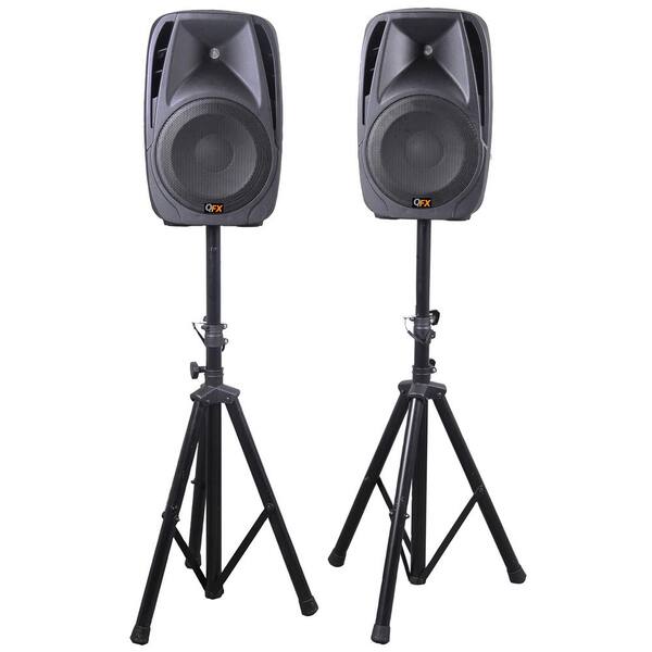 QFX Bluetooth All-In-One 8-Channel Dual 10 in. DJ Mixer PA System, Black