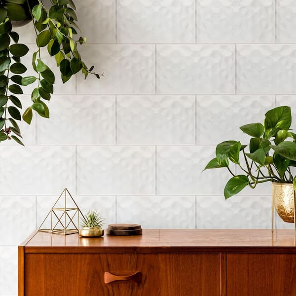 More Pure Glossy White 9-7/8 in. x 15-3/4 in. Ceramic Wall Tile (10.9 sq. ft./Case)