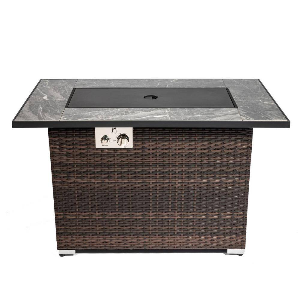 44 in. Fire Pit Table for Outside Propane with Glass Wind Guard, Ceramic Tabletop Gas Fire Table price history on PriceWatchPro