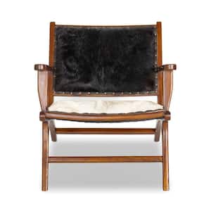 Ananya Mid Century Furniture Style Comfy Genuine Fur Armchair in Multi-Color