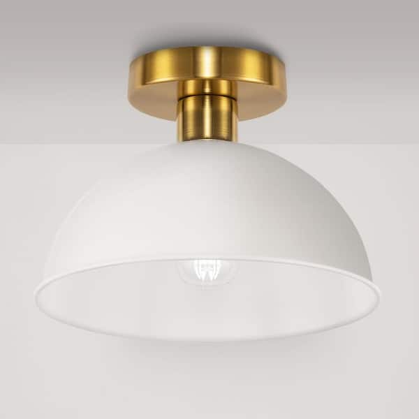1-Light White Semi-Flush Mount for Entryway, E26 Base, No Bulbs Included (2-Pack)