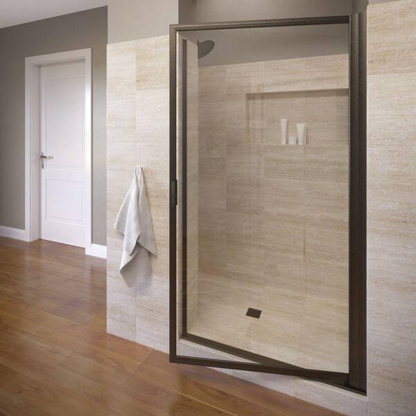 Basco Deluxe 32-7/8 in. x 63-1/2 in. Framed Pivot Shower Door in Oil Rubbed Bronze