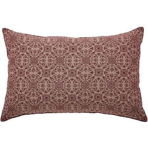 Custom House Natural Burgundy Country Jacquard 14 in. x 22 in. Throw Pillow