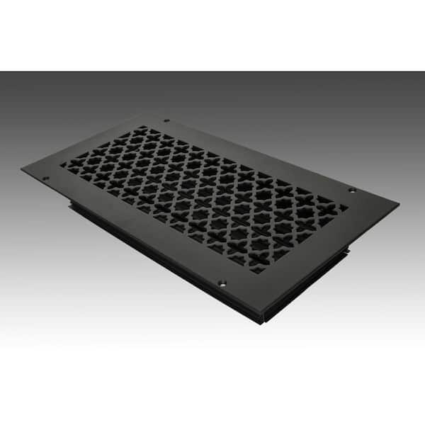 SteelCrest Victorian 14 in. x 6 in. Black Powder Coat Steel Wall Ceiling Vent with Opposed Blade Damper