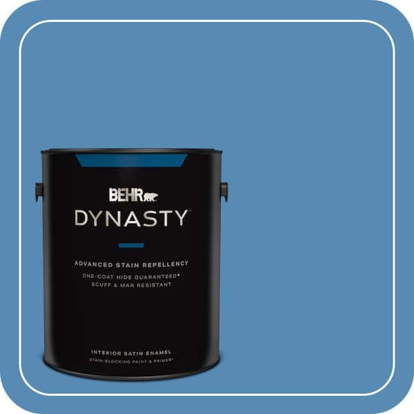BEHR DYNASTY 1 gal. #M520-5 Alpha Blue One-Coat Hide Satin Enamel Interior Stain-Blocking Paint & Primer