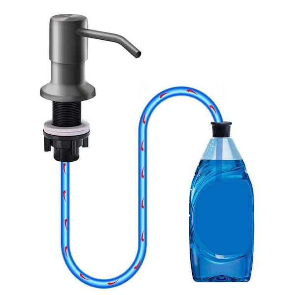 Stainless Steel Soap Dispenser with Long Tube, Direct Connect to Soap Bottle for Kitchen Sink, Lotion Dispenser, Gray