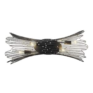 Rikki 21 in. 4-Light Carbon and Aged Gold Bath Vanity Light