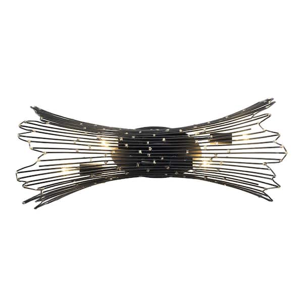 Varaluz Rikki 21 in. 4-Light Carbon and Aged Gold Bath Vanity Light