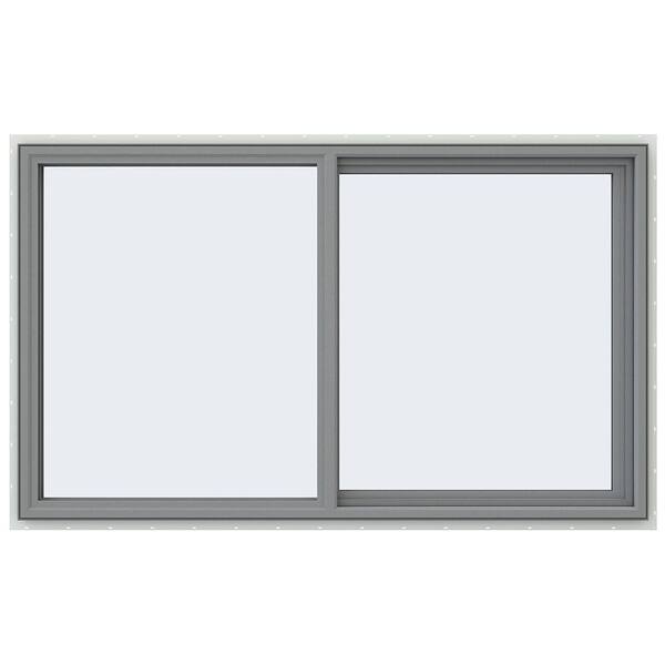 JELD-WEN 59.5 in. x 35.5 in. V-4500 Series Gray Painted Vinyl Right-Handed Sliding Window with Fiberglass Mesh Screen