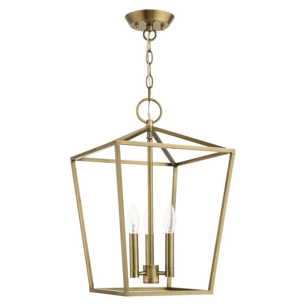 Antique Brass 3-Light Indoor/Outdoor Crystal Pendant