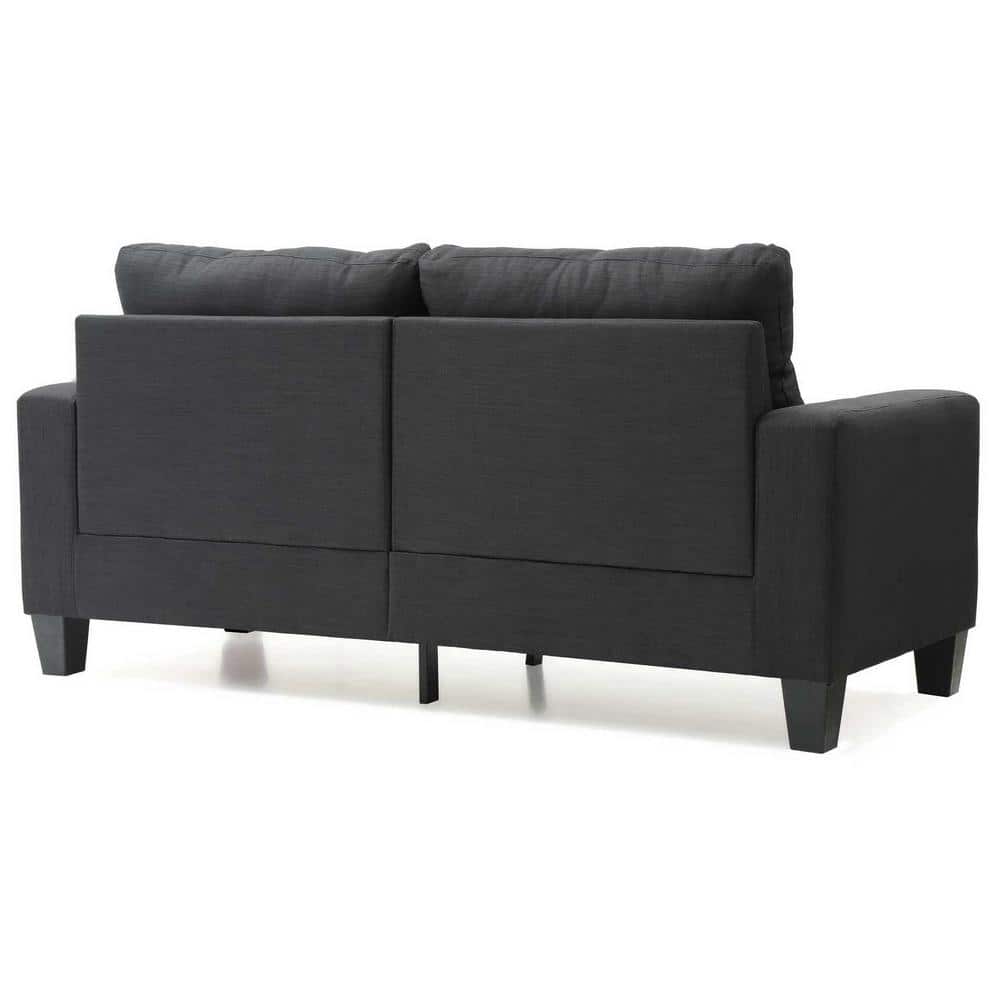Newbury Black Faux Leather Tufted Chesterfield Sofa with Wooden Frame