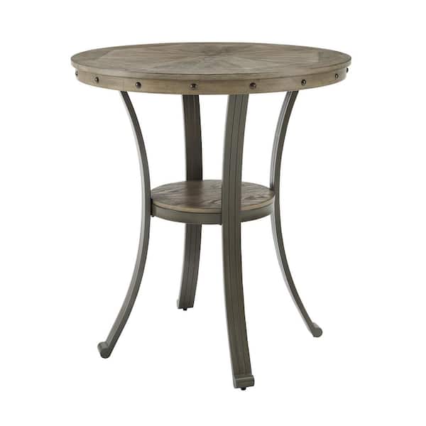 Terran Pewter Wood 36 in., 4-Leg Bar Pub Height Dining Table Seats-2
