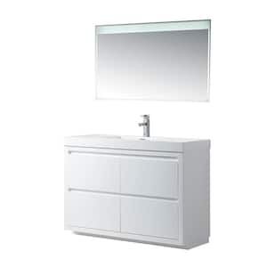 Annecy 48 in. W x 18.5 in. D x 32 in. H Bathroom Vanity in White with Single Basin Top in White Resin