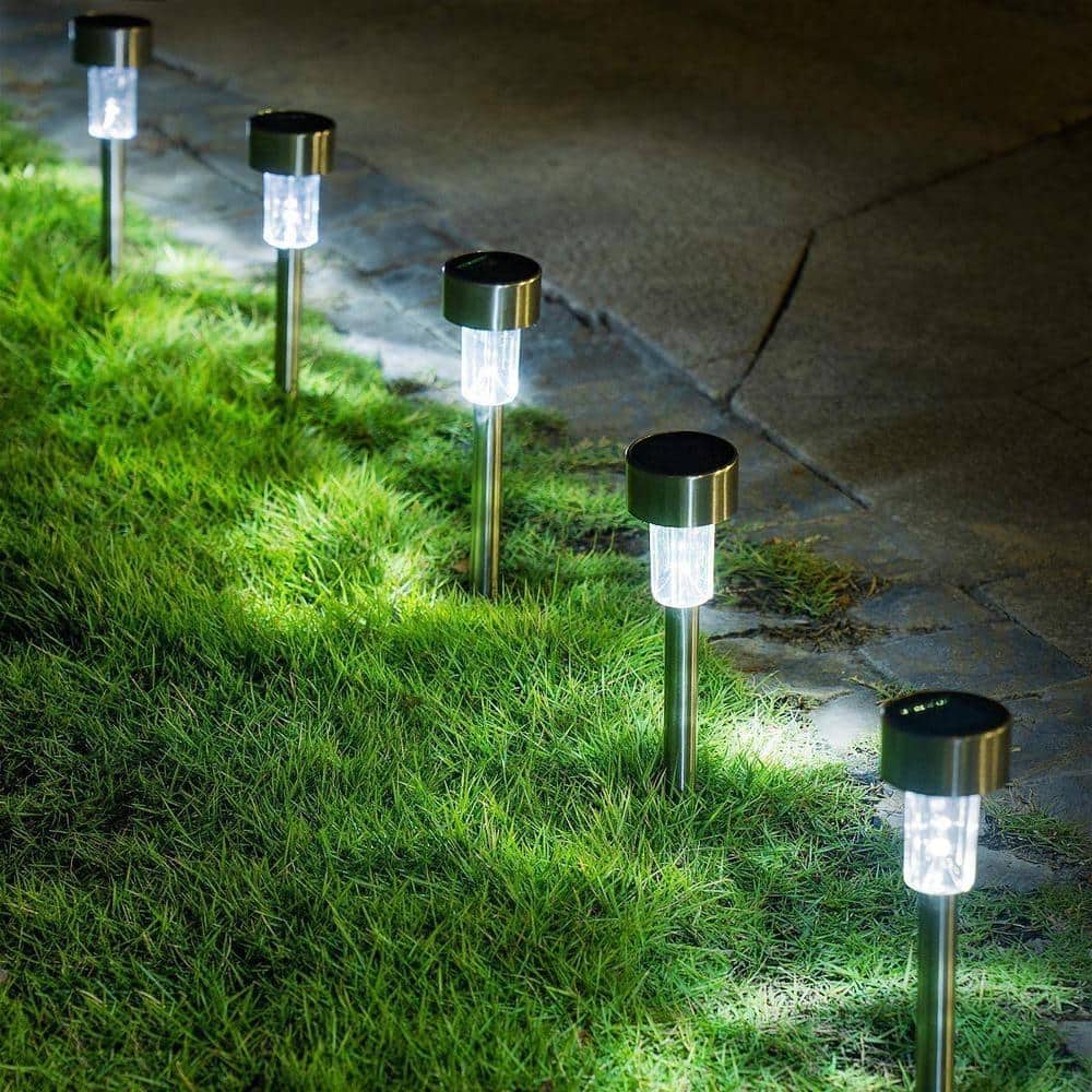 16 Pack Stainless Steel Solar Pathway Lights for Outdoor Use