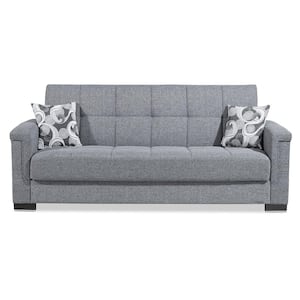 Basics Pro Collection Convertible 87 in. Grey Polyester 3-Seater Twin Sleeper Sofa Bed with Storage