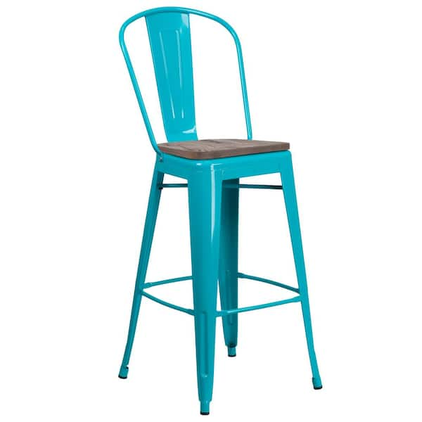 Flash Furniture 30 in. Crystal Teal-Blue Bar Stool