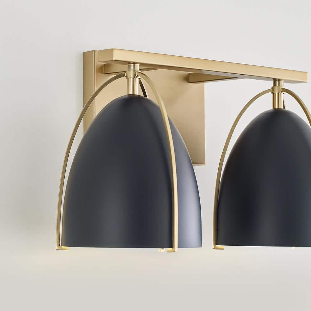 Norman Satin Brass Dual-Light Dimmable Vanity Wall Sconce