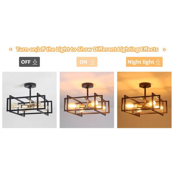 Have a question about LWYTJO 15 in. 4-Light Black/Gold Semi-Flush