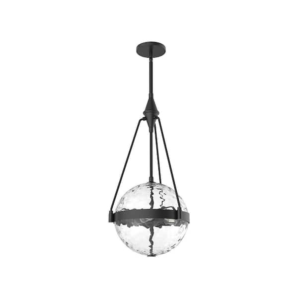 ALORA MOOD Harmony 14 in. 3 Light 60-Watt Matte Black/Clear Water Glass Pendant Light