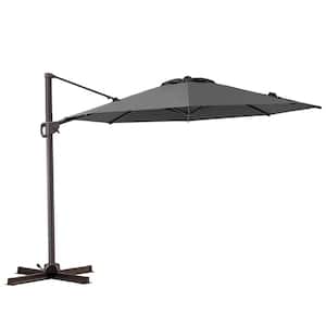 11 ft. x 11 ft. Outdoor Round Heavy-Duty 360° Rotation Cantilever Patio Umbrella in Dark Gray