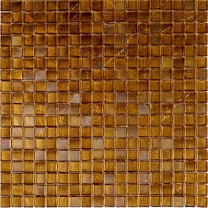 Skosh Glossy Towny Brown 11.6 in. x 11.6 in. Glass Mosaic Wall and Floor Tile (18.69 sq. ft./case) (20-pack)