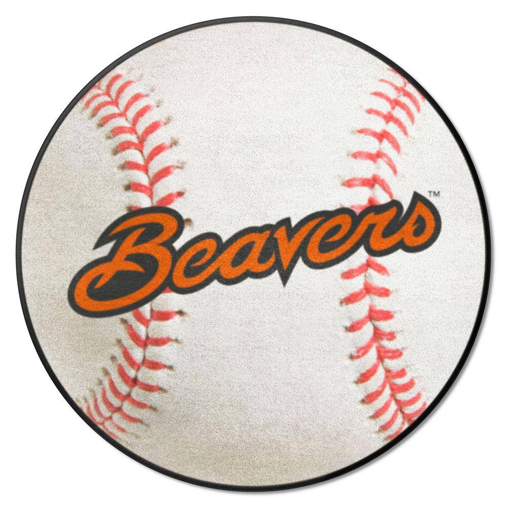 FANMATS Oregon State Beavers White 2 ft. Round Baseball Area Rug 36493