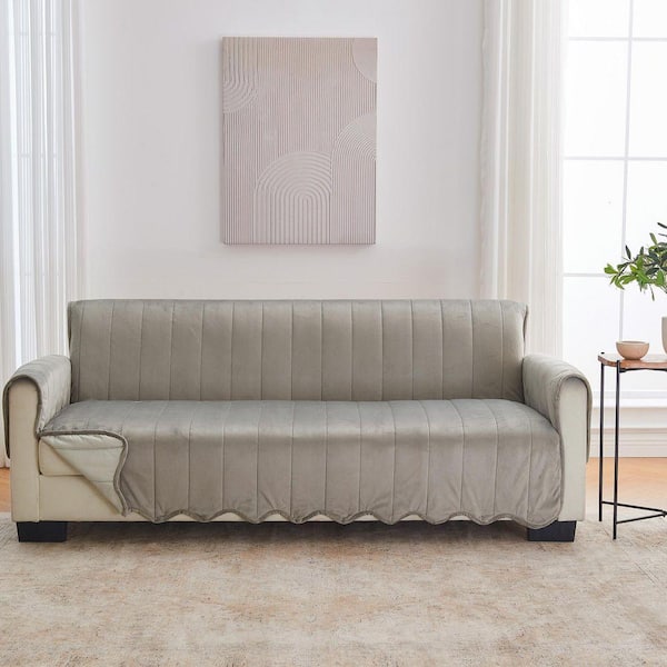 Wild Dove Grey Ultra-Soft Velvet Sofa Furniture Protector Slipcover